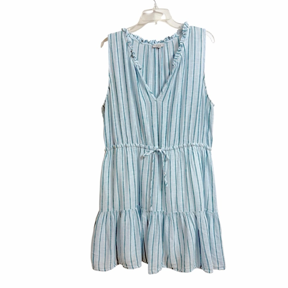 Rails Albany Linen Blend Mini Dress XXL Blue Cambria Stripe Coastal Euro Summer
